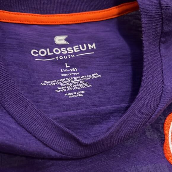 NWT Colosseum Youth CLEMSON YOUTH Large (16-18) Purple T-Shirt Emblem unisex - Picture 11 of 16